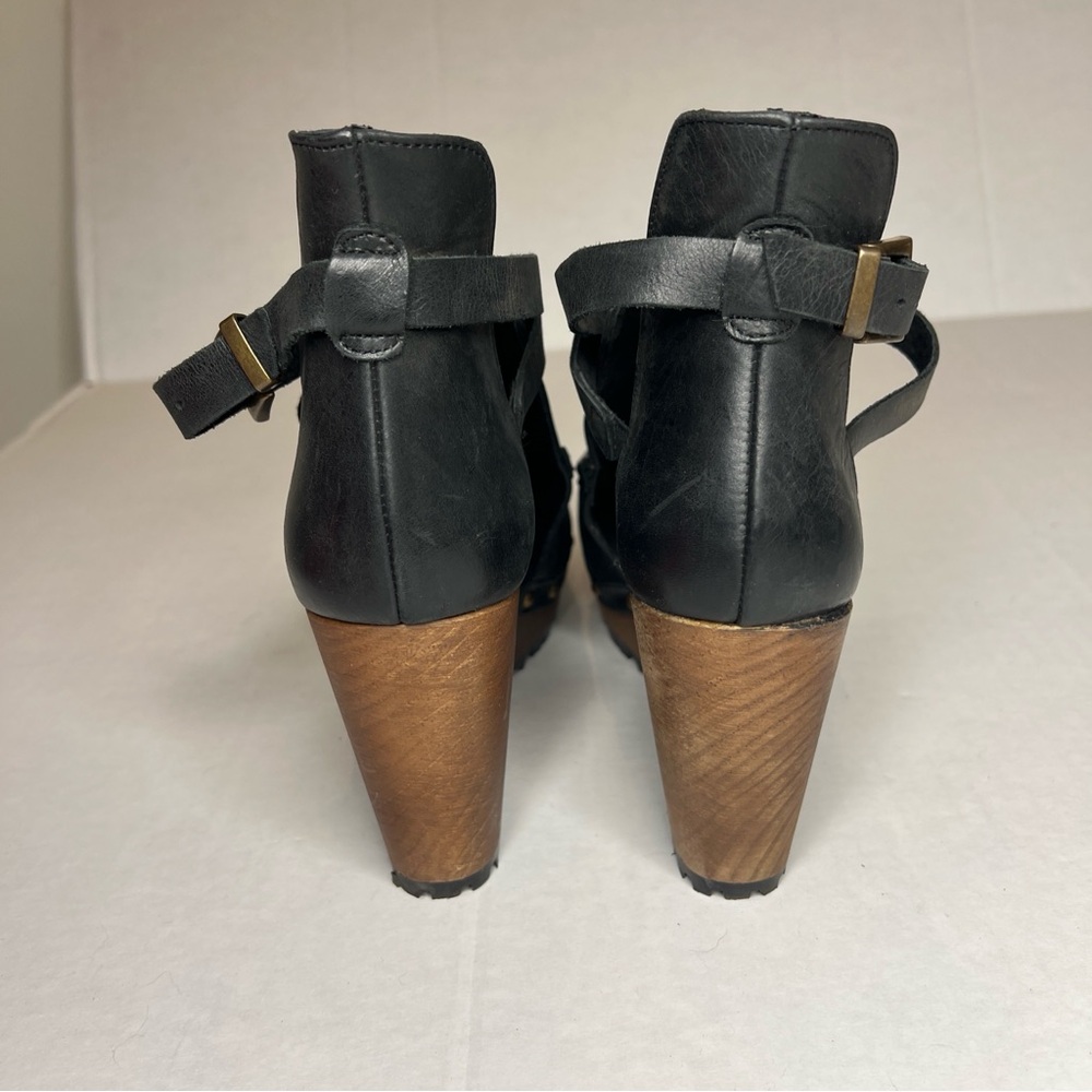 Free People Black Leather Salida Clog Wedges 8.5 - Picture 5 of 15